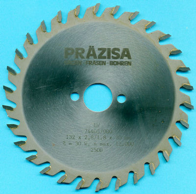 PRÄZISA Jnnsch Hartmetall-Kreissägeblatt Type W Wechselzahn mittel Ø 132 mm, Bohrung 20 mm