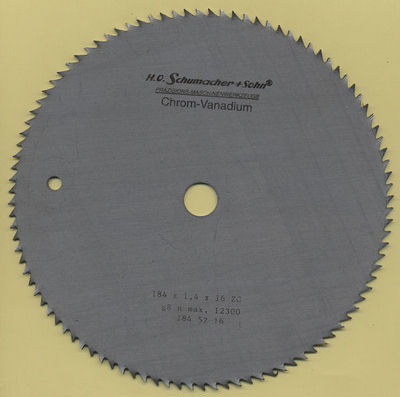 H.O. Schumacher+Sohn Kreissägeblatt Chrom-Vanadium C Feinstzahn, Ø 184 mm, Bohrung 16 mm