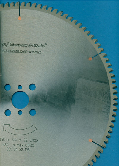 H.O. Schumacher+Sohn Hartmetallbestücktes Kreissägeblatt NE-negativ extra fein, Ø 350 mm, Bohrung 32 mm