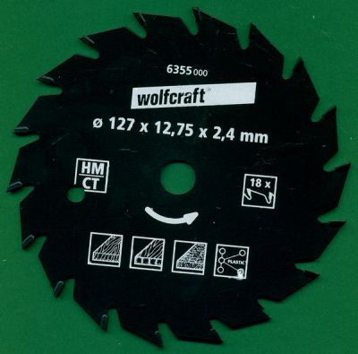 wolfcraft Serie grün Handkreissägeblatt HM Wechselzahn antihaftbeschichtet Ø 127 mm, Bohrung 12,75 mm (1/2’’)