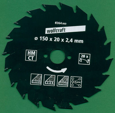 wolfcraft Serie grün Handkreissägeblatt HM Wechselzahn antihaftbeschichtet Ø 150 mm, Bohrung 20 mm
