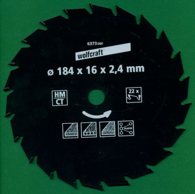 wolfcraft Serie grün Handkreissägeblatt HM Wechselzahn antihaftbeschichtet, Ø 184 mm, Bohrung 16 mm