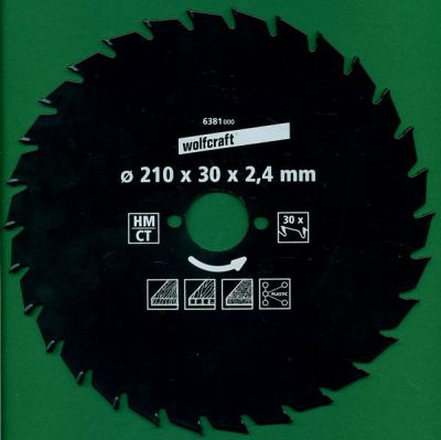 wolfcraft Serie grün Handkreissägeblatt HM Wechselzahn antihaftbeschichtet, Ø 210 mm, Bohrung 30 mm